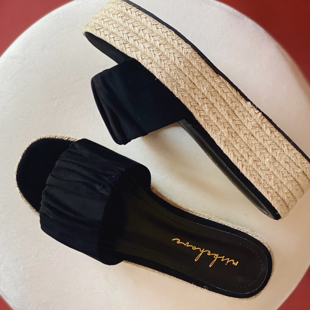 Black espadrille shoes sandals wedges